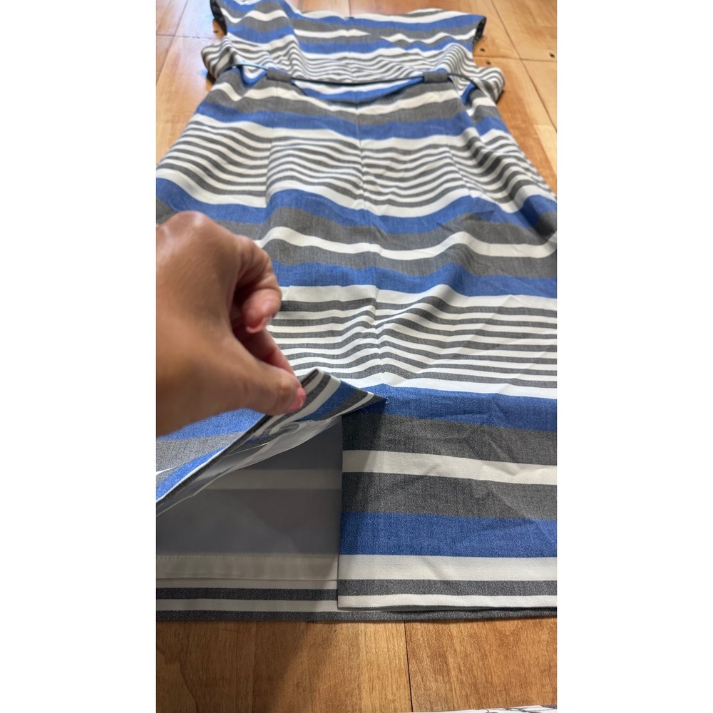 Calvin Klein Womens Blue Grey Striped Belted Sheath Dress Size 14 Sleeveless - Picture 6 of 8